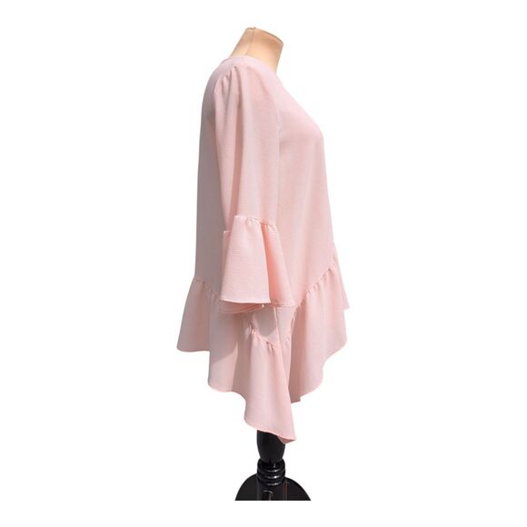 Gibson Pink Asymmetrical Ruffle Blouse Top Women XS Pale Pink Flowy CottageCore - Picture 4 of 7